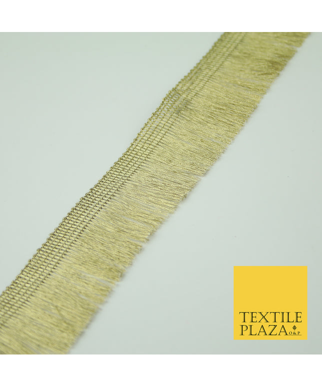 Gold Simple Metallic Fringe Tassel Trimming Gota Border Indian Ribbon Lace X337