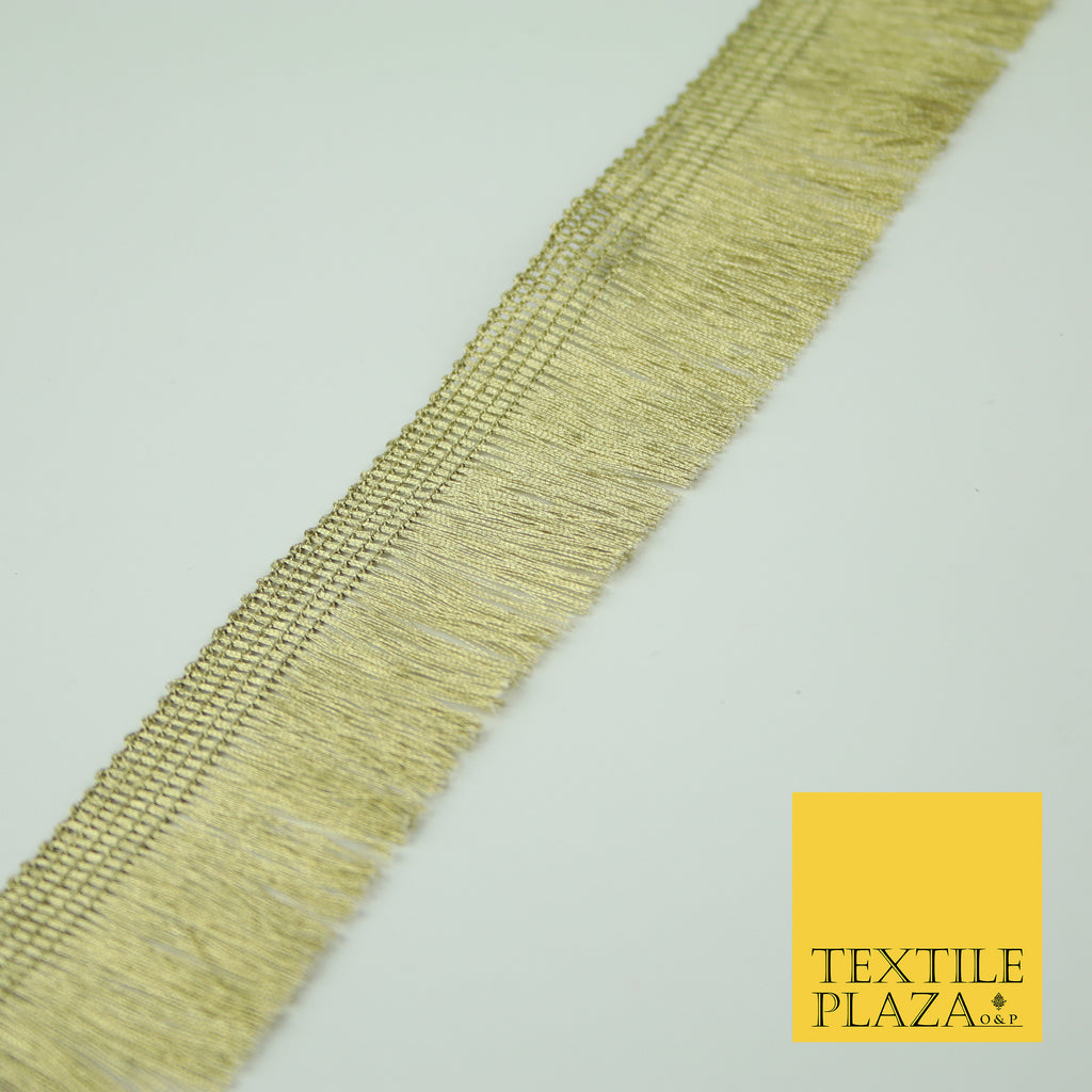 Gold Simple Metallic Fringe Tassel Trimming Gota Border Indian Ribbon Lace X337