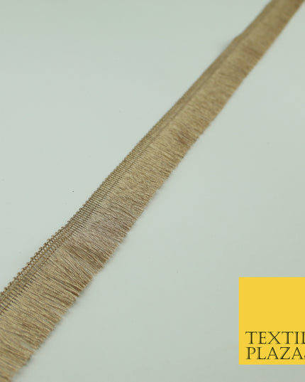 Light Antique Gold Slim Metallic Fringe Tassel Trimming Border Ribbon Lace X341