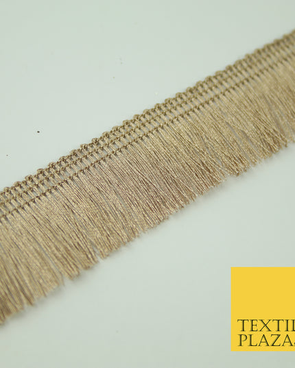Light Antique Gold Slim Metallic Fringe Tassel Trimming Border Ribbon Lace X341