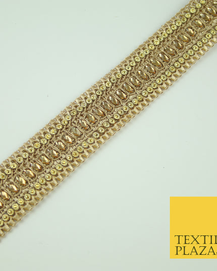 Gold Diamonte Stone Weave Trim Border Gota Patti Zari Ribbon Indian Lace X346