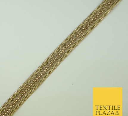 Gold Diamonte Stone Weave Trim Border Gota Patti Zari Ribbon Indian Lace X346