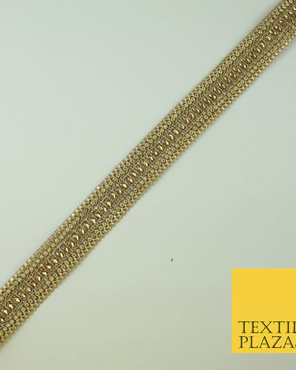 Gold Diamonte Stone Weave Trim Border Gota Patti Zari Ribbon Indian Lace X346