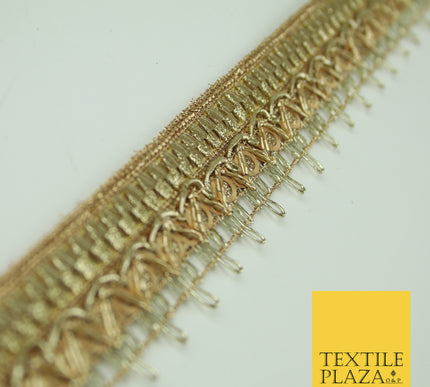Gold Glitter Zig Zag Circle Sequin Multi Zari Trim Gota Border Ribbon Lace X348