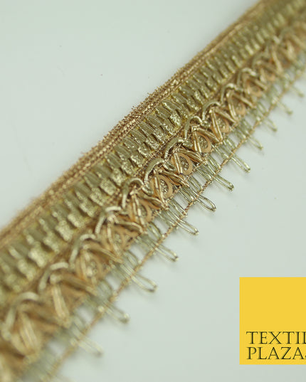 Gold Glitter Zig Zag Circle Sequin Multi Zari Trim Gota Border Ribbon Lace X348