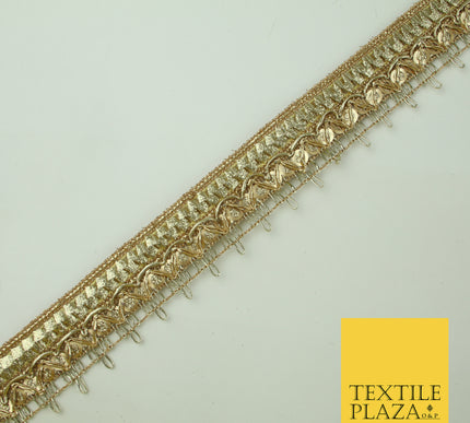 Gold Glitter Zig Zag Circle Sequin Multi Zari Trim Gota Border Ribbon Lace X348