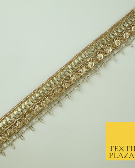 Gold Glitter Zig Zag Circle Sequin Multi Zari Trim Gota Border Ribbon Lace X348