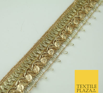 Gold Glitter Zig Zag Circle Sequin Multi Zari Trim Gota Border Ribbon Lace X348