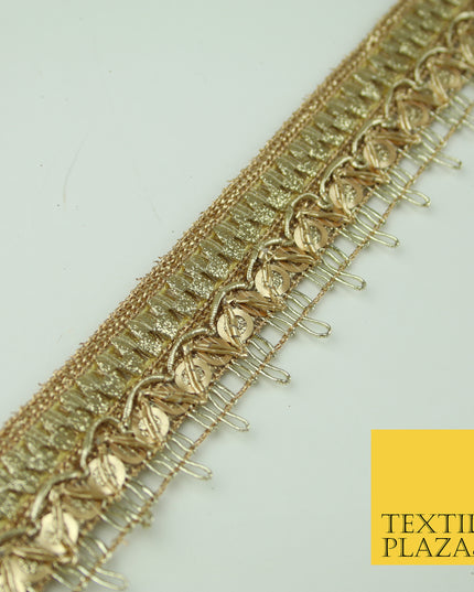 Gold Glitter Zig Zag Circle Sequin Multi Zari Trim Gota Border Ribbon Lace X348