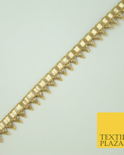 Gold Metallic Shiny Spike Teeth Zig Zag Gota Patti Trim Border Ribbon Lace X354