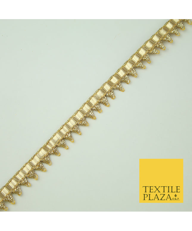 Gold Metallic Shiny Spike Teeth Zig Zag Gota Patti Trim Border Ribbon Lace X354