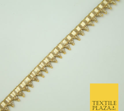 Gold Metallic Shiny Spike Teeth Zig Zag Gota Patti Trim Border Ribbon Lace X354