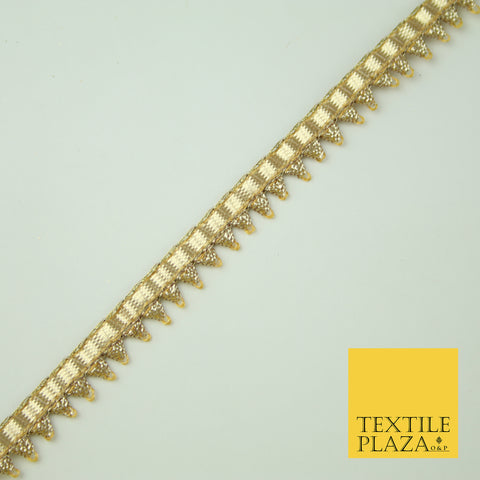 Gold Metallic Shiny Spike Teeth Zig Zag Gota Patti Trim Border Ribbon Lace X354