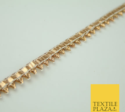Rose Gold Metallic Shiny Spike Teeth Zig Zag Gota Patti Trim Border Ribbon X355