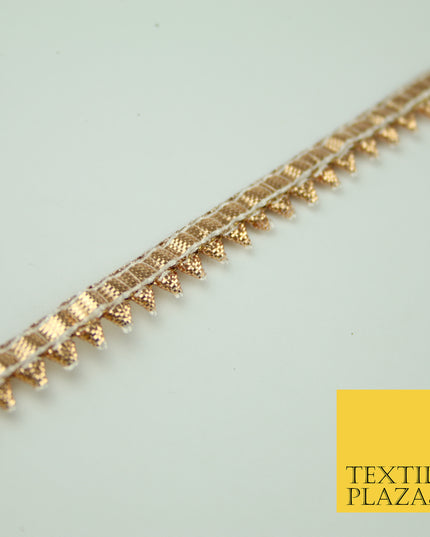 Rose Gold Metallic Shiny Spike Teeth Zig Zag Gota Patti Trim Border Ribbon X355