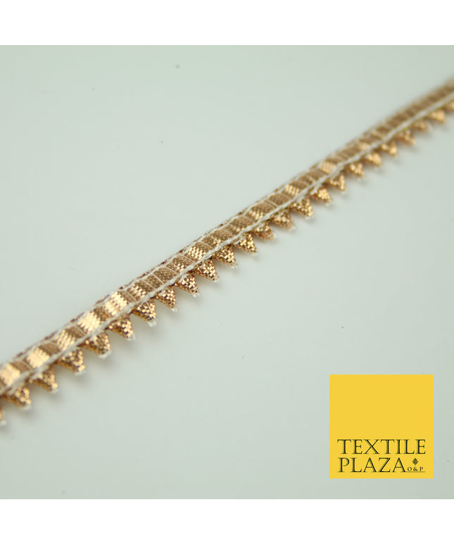 Rose Gold Metallic Shiny Spike Teeth Zig Zag Gota Patti Trim Border Ribbon X355