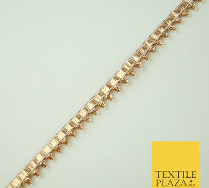 Rose Gold Metallic Shiny Spike Teeth Zig Zag Gota Patti Trim Border Ribbon X355