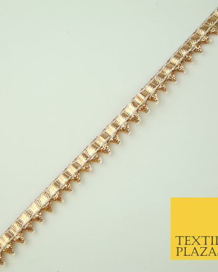 Rose Gold Metallic Shiny Spike Teeth Zig Zag Gota Patti Trim Border Ribbon X355
