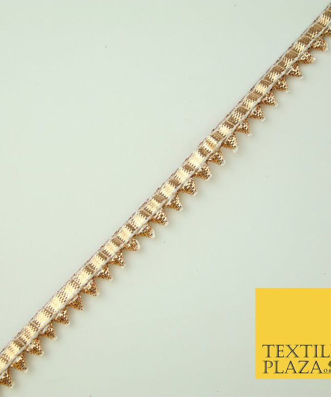 Rose Gold Metallic Shiny Spike Teeth Zig Zag Gota Patti Trim Border Ribbon X355