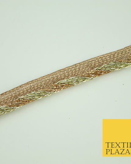 Rose / Light Gold Rope Style Glitter Fancy Border Ribbon Ethnic Trim Lace X376