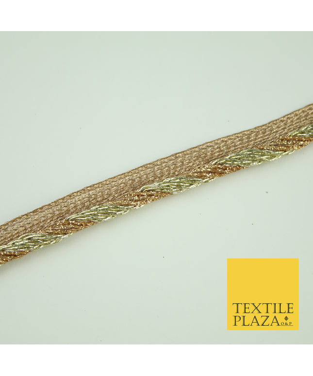Rose / Light Gold Rope Style Glitter Fancy Border Ribbon Ethnic Trim Lace X376