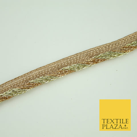 Rose / Light Gold Rope Style Glitter Fancy Border Ribbon Ethnic Trim Lace X376