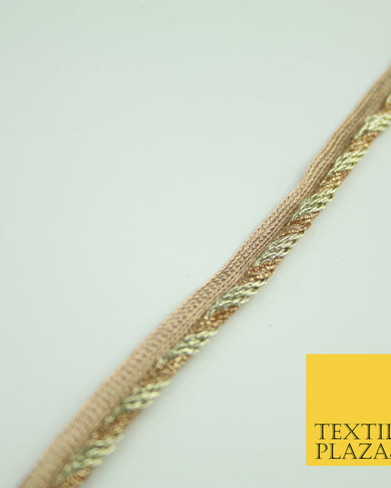 Rose / Light Gold Rope Style Glitter Fancy Border Ribbon Ethnic Trim Lace X376