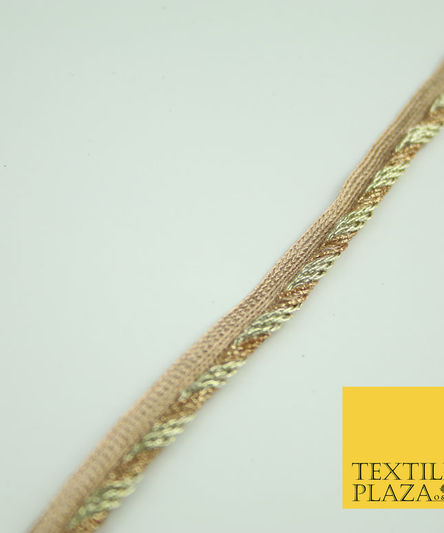 Rose / Light Gold Rope Style Glitter Fancy Border Ribbon Ethnic Trim Lace X376
