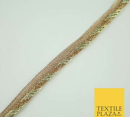 Rose / Light Gold Rope Style Glitter Fancy Border Ribbon Ethnic Trim Lace X376