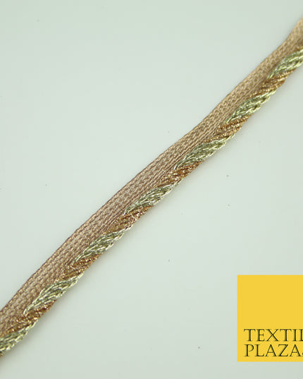 Rose / Light Gold Rope Style Glitter Fancy Border Ribbon Ethnic Trim Lace X376