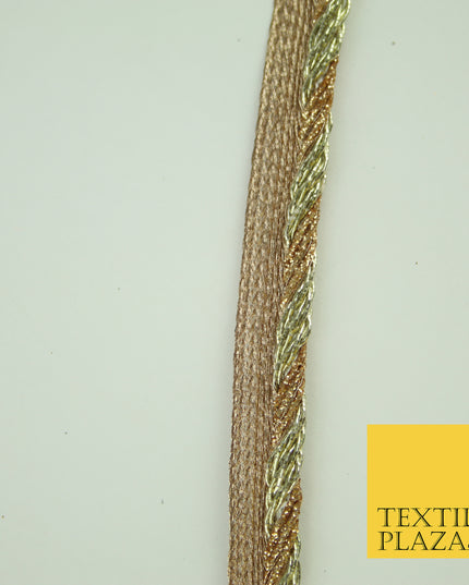 Rose / Light Gold Rope Style Glitter Fancy Border Ribbon Ethnic Trim Lace X376
