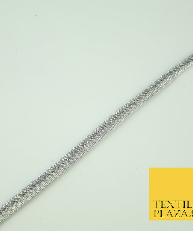 Silver Grey Rope Style Shimmer Fancy Border Edging Ribbon Ethnic Trim Lace X375