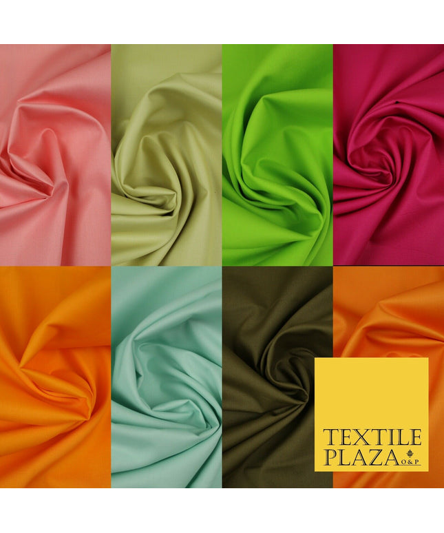PREMIUM POPLIN 100% PURE COTTON SOLID PLAIN DYED FABRIC DRESS CRAFT MATERIAL 44"