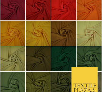 LUXURY 100% Polyester Plain Dyed Fine Soft Silky Crepe Dress Fabric ALL COLOURS