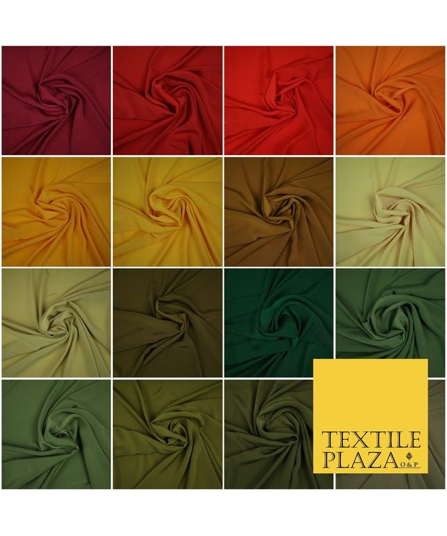LUXURY 100% Polyester Plain Dyed Fine Soft Silky Crepe Dress Fabric ALL COLOURS
