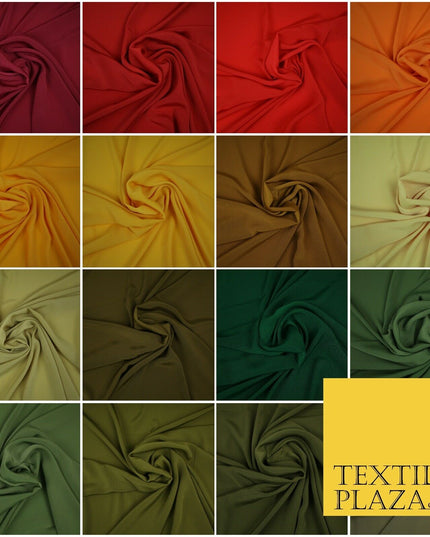 LUXURY 100% Polyester Plain Dyed Fine Soft Silky Crepe Dress Fabric ALL COLOURS