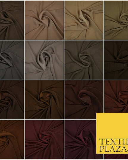 LUXURY 100% Polyester Plain Dyed Fine Soft Silky Crepe Dress Fabric ALL COLOURS