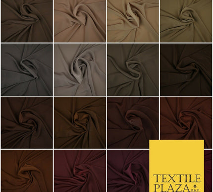 LUXURY 100% Polyester Plain Dyed Fine Soft Silky Crepe Dress Fabric ALL COLOURS