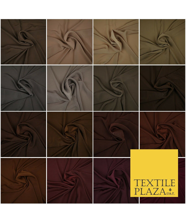 LUXURY 100% Polyester Plain Dyed Fine Soft Silky Crepe Dress Fabric ALL COLOURS