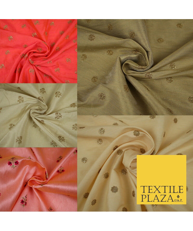 Embroidered Faux Dupion Raw Silk Dress Fabric Upholstery HomeFurnishing Material
