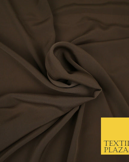 LUXURY 100% Polyester Plain Dyed Fine Soft Silky Crepe Dress Fabric ALL COLOURS