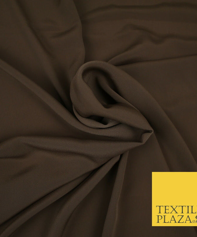 LUXURY 100% Polyester Plain Dyed Fine Soft Silky Crepe Dress Fabric ALL COLOURS
