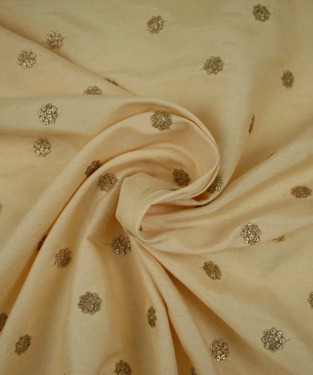 Embroidered Faux Dupion Raw Silk Dress Fabric Upholstery HomeFurnishing Material