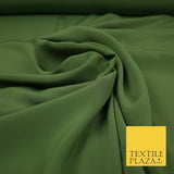 LUXURY 100% Polyester Plain Dyed Fine Soft Silky Crepe Dress Fabric ALL COLOURS