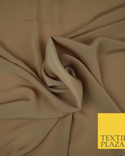 LUXURY 100% Polyester Plain Dyed Fine Soft Silky Crepe Dress Fabric ALL COLOURS