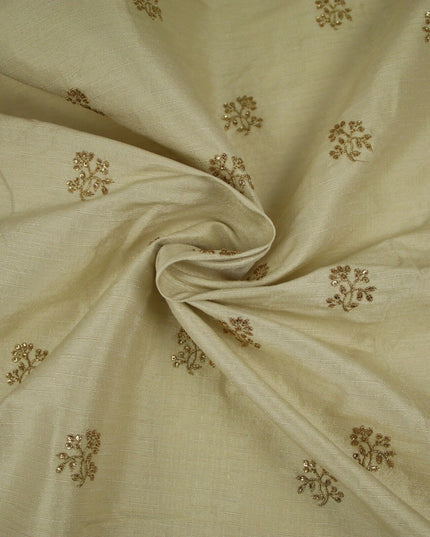 Embroidered Faux Dupion Raw Silk Dress Fabric Upholstery HomeFurnishing Material