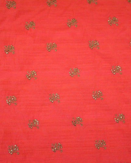 Embroidered Faux Dupion Raw Silk Dress Fabric Upholstery HomeFurnishing Material