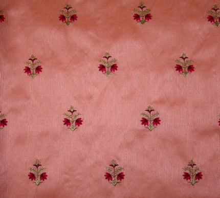 Embroidered Faux Dupion Raw Silk Dress Fabric Upholstery HomeFurnishing Material