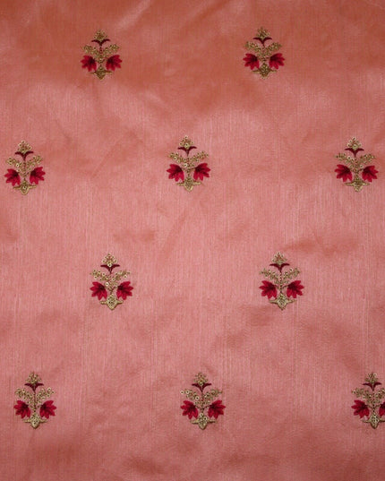 Embroidered Faux Dupion Raw Silk Dress Fabric Upholstery HomeFurnishing Material