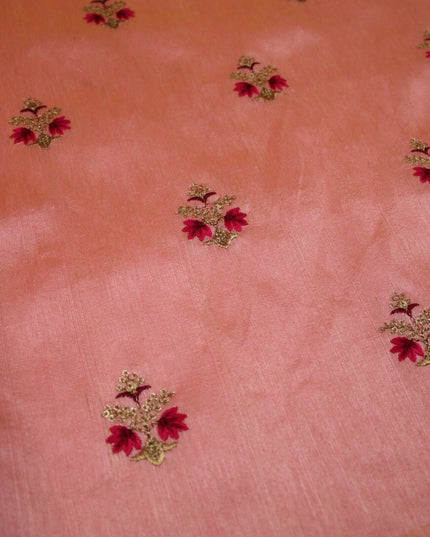 Embroidered Faux Dupion Raw Silk Dress Fabric Upholstery HomeFurnishing Material